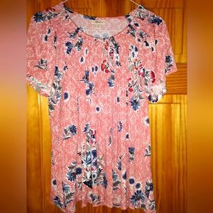 Style and co coral/ blue floral top 2x